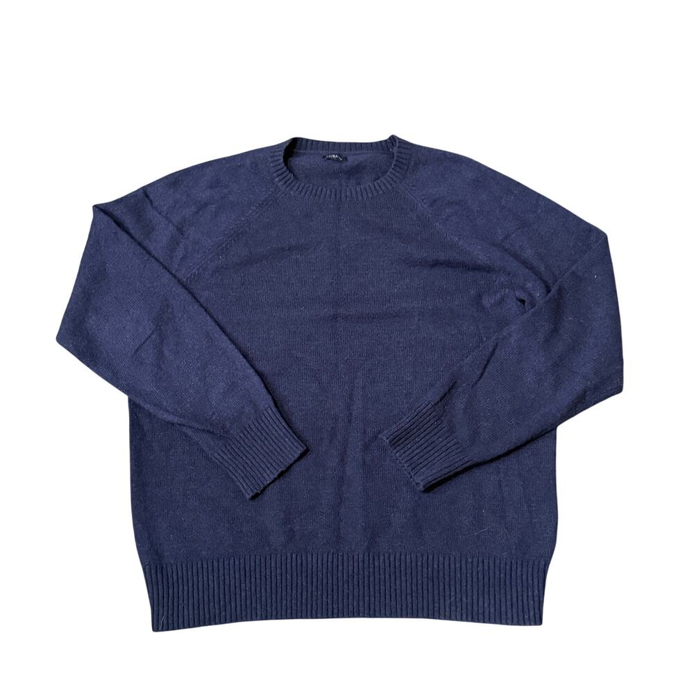 J.Crew Men's Navy Blue Wool Blend Crewneck Sweater Large Preppy Classic Academia